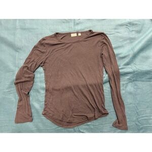 Babaton Aritzia Ribbed Long Sleeve Silk Tencel Top Brown Large 100007